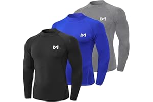 MEETYOO Tee Shirt Compression Homme Manche Longue, Baselayer Maillot Running Vetement Fitness pour Sports Jogging Musculation