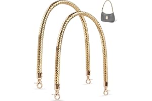 MEGAVOW 2 Pièces Poignée Anse en PU Cuir pour Sac à Main, Bandouliere Remplacement pour Sac, Bricolage Sangle de Sac à Mainavec Boucles, Doré, 60cm