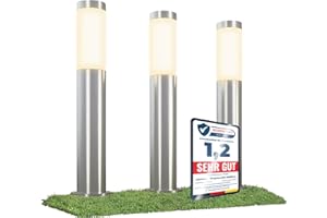 ‎LINOVUM linovum 3er Set BOSEA-A Wegeleuchte mit E27 Sockel - Wegbeleuchtung außen Edelstahl IP44-3x Poller Gartenleuchte 50cm