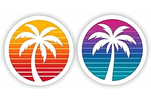 INKATI Two Large 10cm Tropical Palm Tree Vinyl Stickers/Suitable for Any Smooth Surface - Suitcase Cars Windows Walls Laptops etc/Gloss Finish Wipeable and Removable/Indoor or Outdoor Use / /