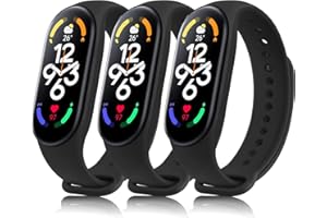 Oumida 3 Piezas Correa Compatible con Xiaomi Mi Band 7, Correa de Silicona Clásica, Pulsera de Repuesto Deportiva de TPU Suave para Xiaomi Mi Smart Band 7 (Negro+Negro+Negro)