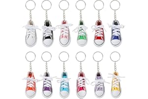 Victse Mini Scarpa Sneaker Portachiavi, 12 Pcs Scarpa di Tela Moda Ciondolo, Borsa Zaini Accessorio, Regalo Souvenir per Donna Ragazza