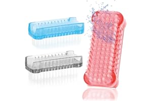 Robin Goods Brosse de Lavage des Mains 3X - Brosse à Ongles en Plastique - Brosse à Main Double Face - Brosse de Nettoyage pour Les Mains et Les Ongles (Rouge/Gris/Bleu - 3 pièces)