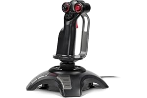 Speedlink Phantom Hawk Gaming Flight Stick for PC SL-6638-BK, Throttle Controller, 3 Control Dimensions, 8-Way Coolie Hat, Force Vibration, 12 Assignable Fire Buttons, Black