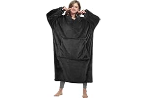 Catalonia Classy Extra Lange Sherpa Hoodie Decke, Flauschige Übergroße Kuscheldecke mit Ärmeln und Kapuze, Warme Großes Kapuzendecken, Tragbare Decke zum Anziehen als Geschenkidee für Damen Herren