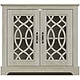 GFW + Amelie 2 Door Sideboard Cabinet with Shelf & Glass Doors For Living Room & Dining Room Wood Dusty Grey Oak 75.4 x 82.5 x 40cm 2 Door