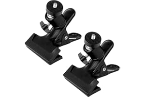 Huayue Pack of 2 Flash Mount 360 Degree Camera Clamp Holder Stand Tripod Clamp Mount Clamp Tripod Flash Rail with 1/4 Inch Thread Ball Head for GoPro Hero DSLR SLR Tripod (Black)