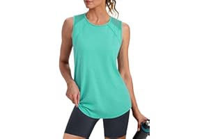 Gyabnw Gym Tank Tops for Women UK Mesh Sports Vest Sleeveless Shirt Summer Workout Yoga Running Back Split