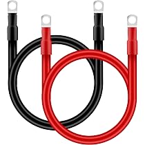 EEEKit 2 Cavi Inverter Per Batteria Da 50 Cm, 5 AWG, 100A, Con Terminali Ad Anello In Rame Stagnato, Rosso E Nero, Per Auto, Camper, Solare E Barca - 3