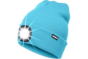 ATNKE LED Cappello Illuminato Berretto,USB Ricaricabile Cappello da Corsa 4 LED Impermeabile Luce Invernale Calda Lampada Frontale Regali per Uomo e Donna