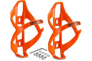 Corki Cycles Supporto per borraccia da bicicletta, gabbia leggera per borraccia da bicicletta per bici da strada e mountain bike - Arancione - 2PACK