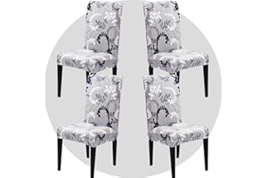 ZHILING Chair Covers Set of 4 Super Fit Stretch Removable Washable Dining Room Chair Protector Cover Seat Cover for Hotel, Dining Room, Ceremony, Banquet, Wedding Party (Grey Rattan)