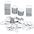 Prasacco 120 Pcs Small Mirrors for Crafts, 3 Shapes Mirror Pieces for Crafts, Square Diamond Round Craft Mirror DIY Mirror Mosaic Tiles for Disco Ball Lamp Framing Decoration