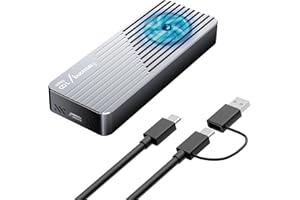 fanxiang Carcasa SSD con ventilador M2 NVMe/SATA Carcasa Disco Duro,M2 PCIE NVMe 2230/2242/2280,USB3.2 Gen2 10Gbp 4TB M key/B+M key M.2 NGFF/SATA,Compatible con TV/PS5/PS4(PRO)/Xbox/Mac/OTG Phone-MD85