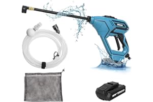 WESCO Akku Hochdruckreiniger,18V 2.0Ah Mobiler Hochdruckwasserpistole mit 5 Multi-Sprühdüse, 22 Bar, 6M Schlauch, Tragetasche, Verlängerungslanze, Ladegerät, Kabelloses Garten und Außenreinigung