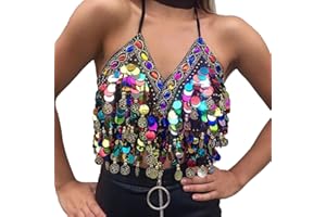 MUNAFIE Chiffon Bauchtanz BH Tops Pailletten Perlen Kostüme Musik Festival Oberteil Tanzbekleidung