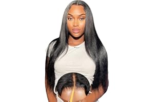 EOOL 18 Pouces 200% Densité Straight Perruque femme naturelle 9X6 HD Max Part Lace Perruque Cheveux Humain Sans Colle Glueless Wig human Hair Pré-pincé pré-coupé For Women Friendly To Beginners(46cm)