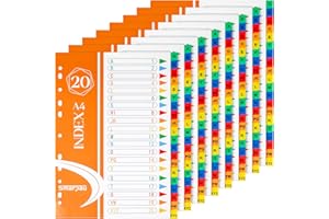 Smarpau A-Z File Dividers A4 【8Pack】 Plastic A4 Folder Dividers for Lever Arch Files Ring Binders with11-Holes, Multi-Colour Index Dividers with Content List for Office School