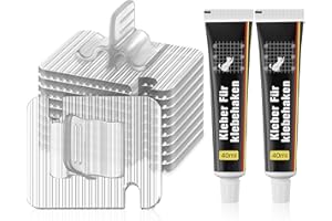 Enhon 50 Stück Klebehaken für Katzennetz für Balkon mit 2 Stück 40ml Montagekleber Extra Stark, Transparentes PC, UV-beständig, Befestigung von Katzennetz Fenster für Balkon ohne Bohren