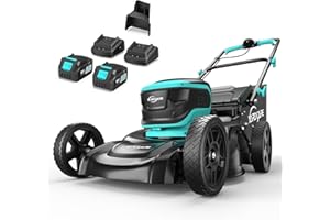 YARDCARE Tondeuse Gazon avec Batterie, 7 Hauteurs de Coupe, Jusqu'à 675㎡, Tondeuse Electrique Gazon écran LED, Largeur de Coupe 41cm, Kit Mulching&Sac Paille 45L, Poignée Réglable