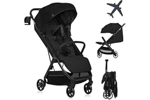 LIONELO Julie Air Passeggino Fino a 22 kg da 6 m a 4 anni Per Aereo Ruote Girevoli 360° Sospensione Pieghevole con Una Sola Mano Schienale Regolabile Tettuccio UPF50+, Leggero