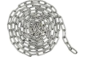 4EVERYOUNG SUS304 Stainless Steel Chain Metal Link Small Light Duty Utility for Home Outdoor Camping Hanging Pet Chain Prevention Theft,Garden Thin Chains,Thickness 0.1 inches (2.5mm)- Length 9.8ft (3m)