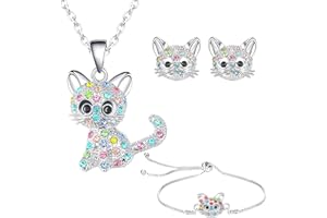 TTDCQQID Collier Pendentif Licorne, Collier Licorne en Fille, Argent Licorne Ensemble de Bijoux, Collier Licorne, Licorne Bracelet, Licorne Boucles d'Oreilles, Convient aux filles, cadeaux d'anniversaire