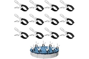ROSYLEVE 12 sztuk metalowych klamerek do pokrywy basenu, klamry mocujące z folią ochronną, klipsy do plandek, zaciski zaciskowe do basenów naziemnych, zaciski zaciskowe o dużej sile zaciskowej do szklarni i