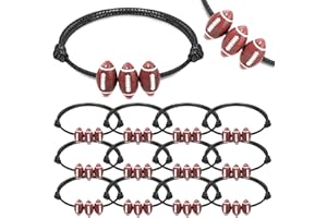 AFCJLTO Lot de 12 bracelets de rugby pour enfants,bracelets de rugby réglables, bracelet tissé de sport de rugby, cadeaux de fête sportive, pour les anniversaires d'enfants sportifs