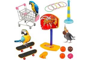 XiYee Papagei Spielzeug, Parrot Intelligence Spielzeug Mini Shopping Trolley Skateboard Trainingsringe Lustiges Vogelspielzeug für Wellensittich