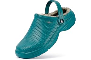 Hsyooes Zapatillas de Estar en casa Hombre Zuecos Mujer Invierno Zapatos de jardín Impermeable Pantuflas Forro Pelusa Caliente Zapatilla de Interior