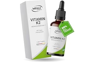 ‎WEHLE SPORTS Vitamin K2 MK7 200µg 1850 Tropfen 50ml - Premium: 99% All-Trans Menaquinon - Laborgeprüft, vegan, hochdosiert, und hergestellt in DE. - Verpackung kann variieren