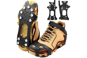 SYNYOUR Crampons, Ice Grips for Shoes and Boots, Silicone Stainless Steel Ice Cleats for Winter Hiking Walking Climbing Ice Fishing, Grippers Shoe Spikes Grips Traction, Unisex Snow Grips