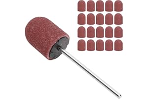 ANGGREK Testina Abrasiva per Unghie, 20 Pezzi Set di Cappucci Abrasivi per Lucidatura per Nail Art (10 X 15 Mm)(Marrone)