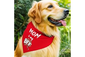 For The Fur Kids Mom is My BFF Cute Dog Bandana for Dog & Cat Mom Made of Premium Fabric, Easy to Wear, for All Dog Breeds (Free Size, Red)