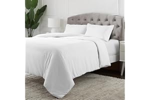 Mellanni White Bedding Double Duvet Set - Non-Iron, Button Closure & Corner Ties - Soft Brushed Microfibre Duvet Cover Set - Quilt Cover With 2 Pillow Cases 50x75 cm - (Double 200x200 cm, White)
