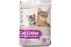 FLAMINGO SAMORE 15kg Flamingo Katzenstreu Bentonitstreu mit Babypuderduft