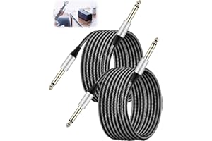 Yuio 2 Pack Guitar Cable 3 meter/10FT, 6.35mm 1/4 Inch Braided Guitar Lead Jack Cord, TS Instrument Cables, Guitars Amp Cable for Electric Guitars, Bass, Electric Mandolin, Keyboard, Pro Audio