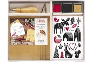 GRAINE CRÉATIVE Kit di linocut per l'inverno scandinavo