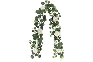 KASESSS Dahlia konstgjorda blommor dekoration, konstgjorda vinrankor, 1,8 m girlang blommor, konstgjorda eukalyptusgirlanger