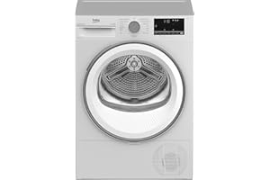 Beko B3T32491 Wäschetrockner, 9 kg, Frontlader Wärmepumpentrockner, 15 Programme, Sensortrocknung, Dampffunktion, Silent-Programm, Allergikergeeignet, Säulenfähig, Aquawave Schontrommel, Weiß