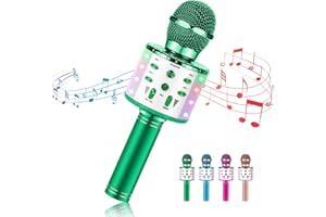 Ecokra Microphone for Kids,Wireless Bluetooth Microphone Karaoke Bluetooth Childrens Microphones,Karaoke Speaker Machine Home KTV Player Support Android & iOS Devices for Party Singing (Green)