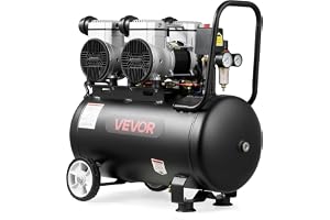 VEVOR 3KW komprimerad luftkompressor, oljefri kompressor med 50 l lufttank, tyst luftkompressor 255 l/min vid 6,2 bar och max
