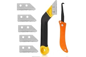 CARREUTY 8 Pcs Pro Grout Removal Tool, Grouting Tool with 5 Pieces Extra Replacement Accessories, Grouting Rake Tile Grout Hand Saw Angled Grouting Clean Remover for Tile Cleaning