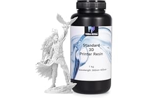 VIDAROSA 3D Printer Resin 1KG, LCD Photopolymer Resin for LCD/DLP 3D Printing, Standard UV 405nm Curing Resin, Low Odor, High Precision, White