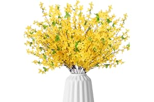 Luabue 4pcs Künstliche Forsythie Blumen Gelb 55cm Zweige Künstliche Blumen Wie Echt Artificial Blumen Kunstblumen für Haus Büro Party Hochzeit Dekoration