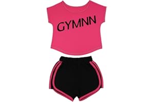 Echinodon Mädchen Sport-Set Schnelltrockend Shirt + Shorts Anzug für Yoga Jogging Training