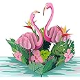 UNIPOP Flamingo Pop Up Card, Paper Anniversary Card for Wife, Husband, Parents, Valentine's Day Card for Her, 1st Wedding Anniversary Card