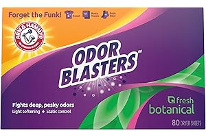 ARM & HAMMER Feuilles de séchage, feuilles d'assouplissant avec blasters d'odeurs, parfum botanique frais, 80 carats