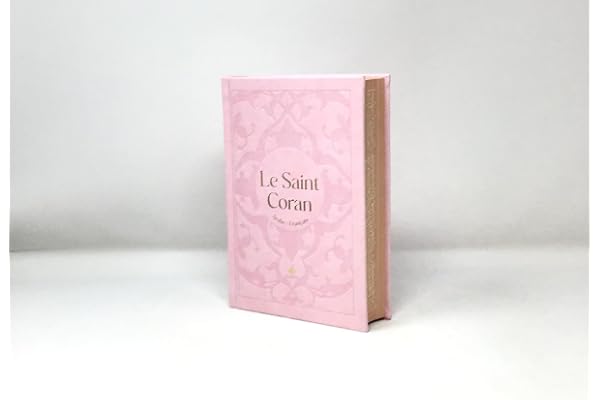 Saint Coran (15 X 21 Cm) avec Pages Arc-en-Ciel (Rainbow) - Bilingue (Fr/Ar) - Couverture Daim Rose
